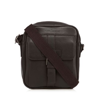 Designer brown buckle detail shoulder bag